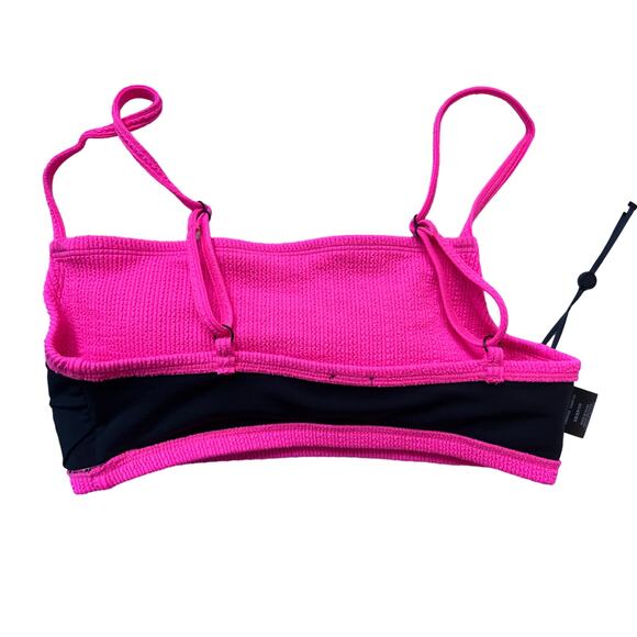 DKNY WOMENS SZ XS TEXTURED BRALETTE BIKINI TOP NEON PINK MICRO SCRUNCH NEW! - Picture 5 of 8
